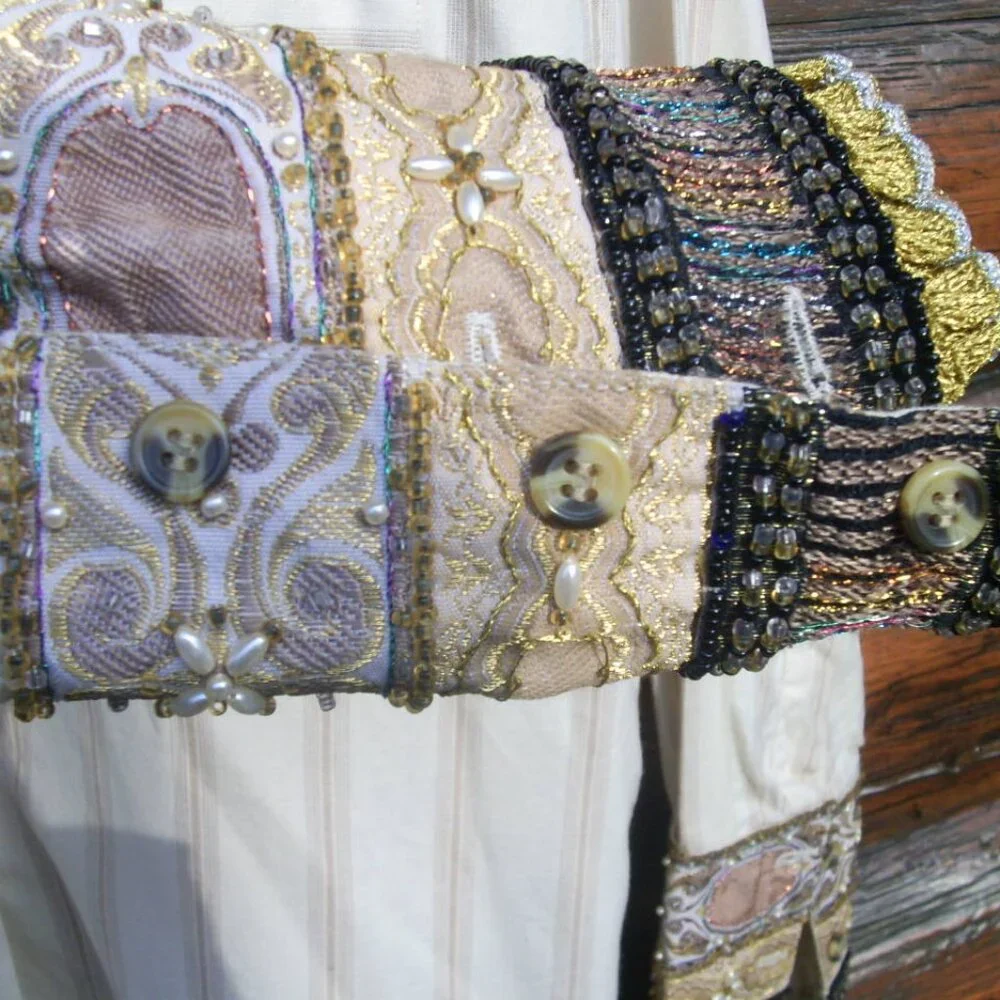 EUC Vintage Together One of a Kind Boho Beaded Embroidered Blouse SZ M - Picture 4 of 5